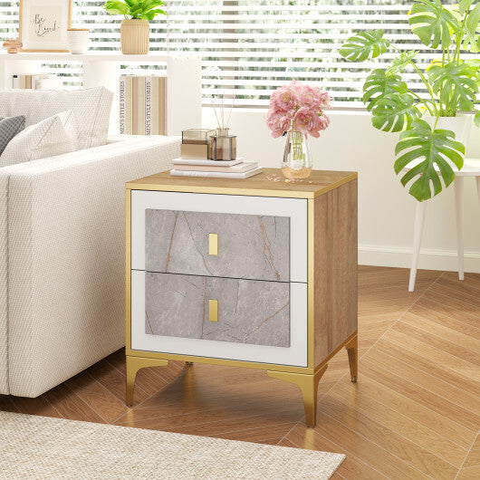 Nightstand with 2 Pull-out Drawers for Living Room Bedroom W2B