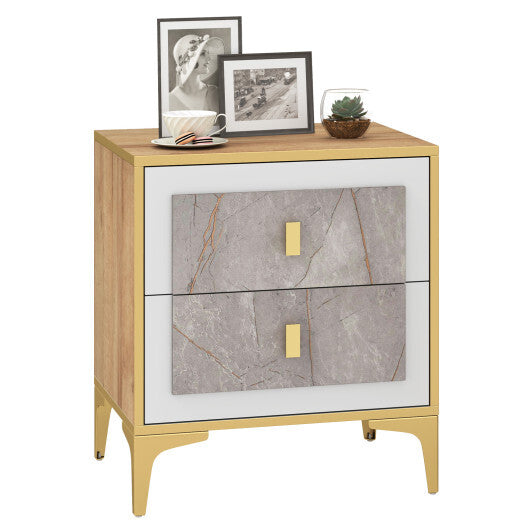 Nightstand with 2 Pull-out Drawers for Living Room Bedroom W2B