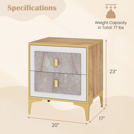 Nightstand with 2 Pull-out Drawers for Living Room Bedroom W2B