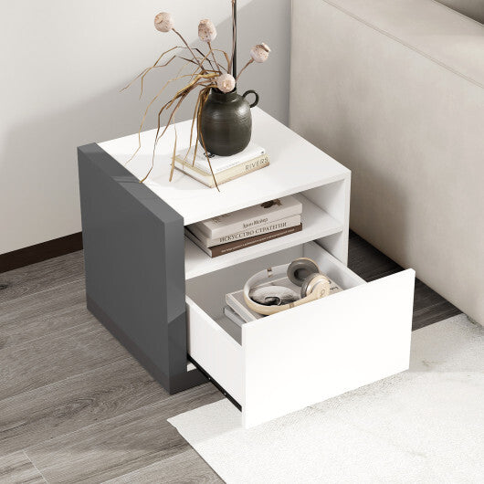 Modern Minimalist Nightstand with Drawer for Bedroom