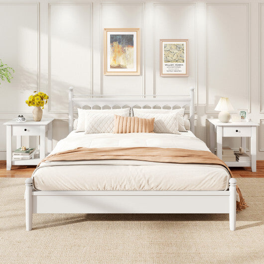 Set of 2 Nightstand with Drawer 3-Tier Modern Bedside Table with Open Shelf and Storage-Black