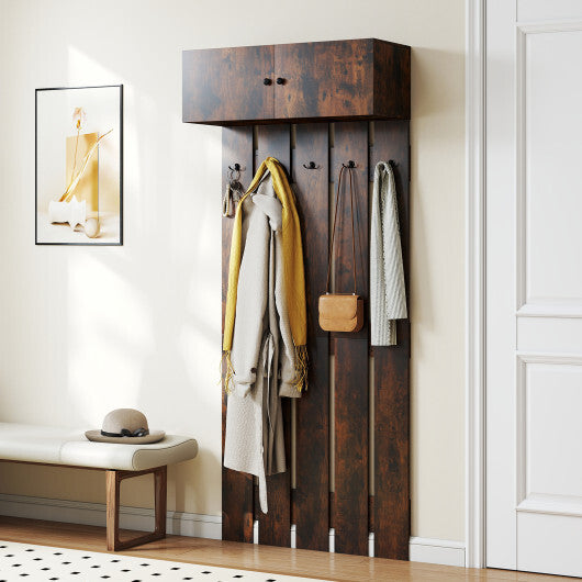 Entryway Wall Coat Rack Wall Mounted Coat Clothes Rack-Rustic Brown