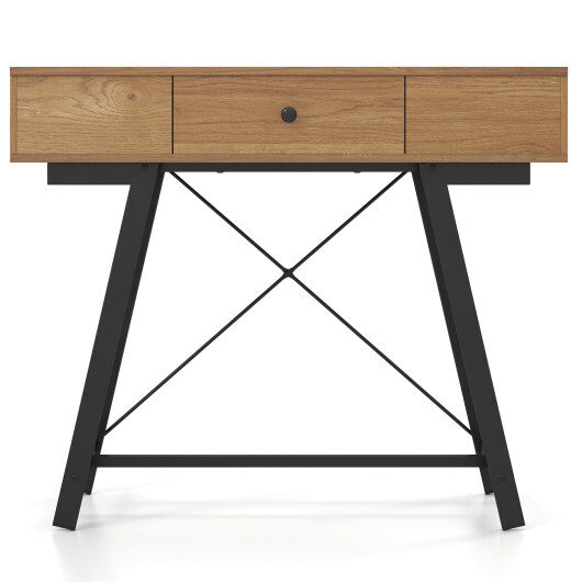 Vanity Desk with Flip Top Mirror Makeup Dressing Table-Rustic Brown