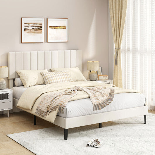 Queen Size Velvet Upholstered Platform Bed Frame W2B