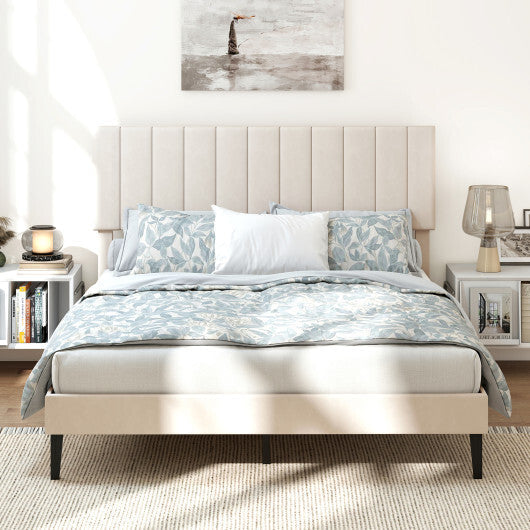 Queen Size Velvet Upholstered Platform Bed Frame W2B