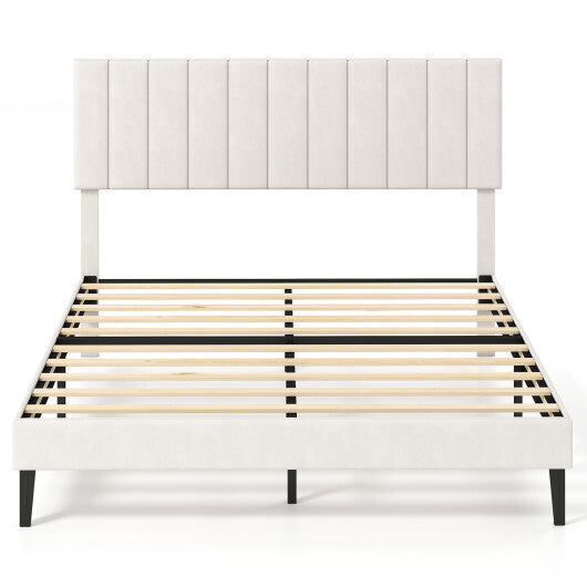 Queen Size Velvet Upholstered Platform Bed Frame W2B
