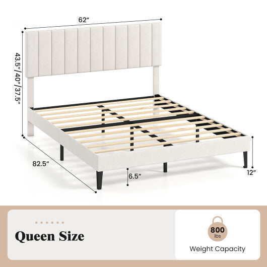 Queen Size Velvet Upholstered Platform Bed Frame W2B