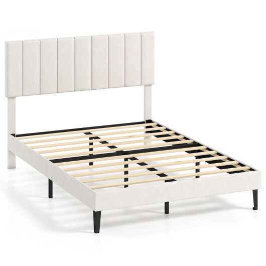 Queen Size Velvet Upholstered Platform Bed Frame W2B