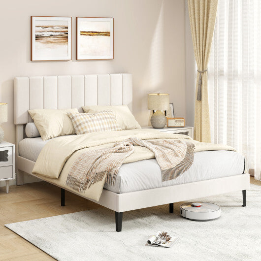 Queen Size Velvet Upholstered Platform Bed Frame W2B