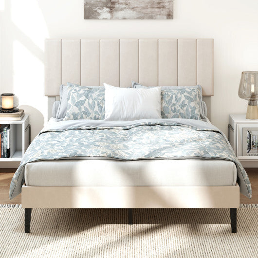 Queen Size Velvet Upholstered Platform Bed Frame W2B