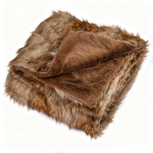 540GSM Soft Plush Fuzzy Luxury Faux Raccoon Fur Blanket for Bed-M W2B