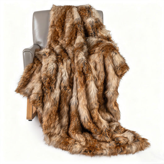 540GSM Soft Plush Fuzzy Luxury Faux Raccoon Fur Blanket for Bed-M W2B