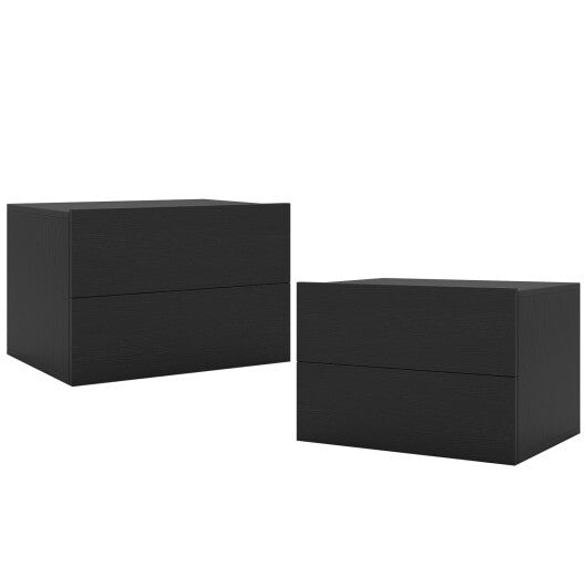 2 Storage Drawers Wall Mounted Floating Nightstand for Bedroom-Gray W2B
