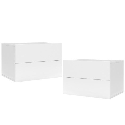 2 Storage Drawers Wall Mounted Floating Nightstand for Bedroom-Gray W2B