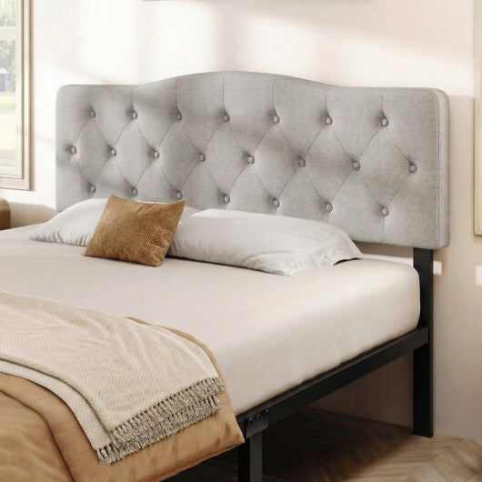 Tufted Upholstered Head Board for Queen and Full Size Bed with 2 AC Outlets-Beige W2B