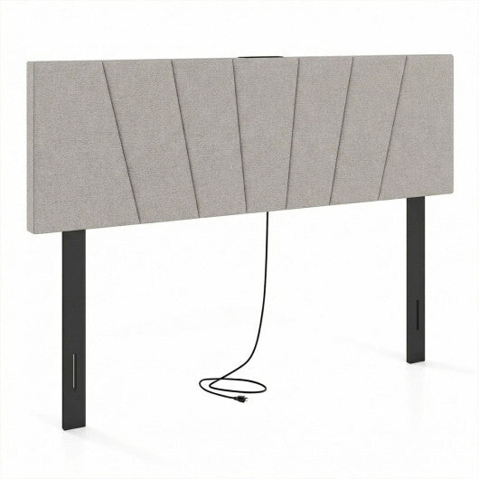 Headboard for Queen and Full Size Bed Geometric Upholstered Head Board-Gray W2B