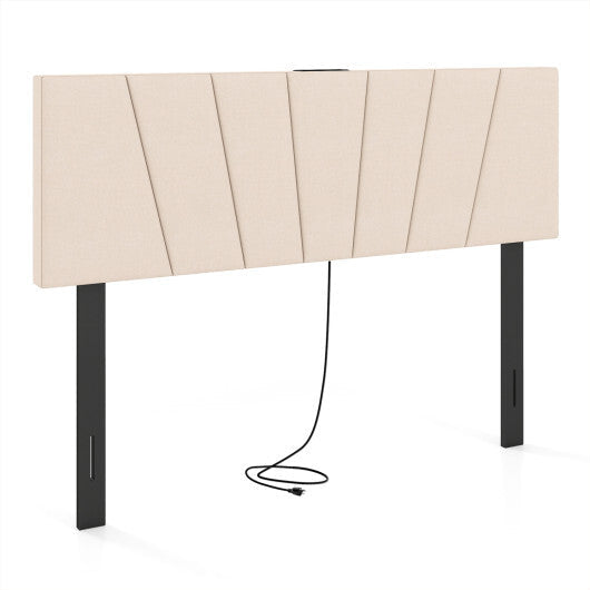 Headboard for Queen and Full Size Bed Geometric Upholstered Head Board-Gray W2B