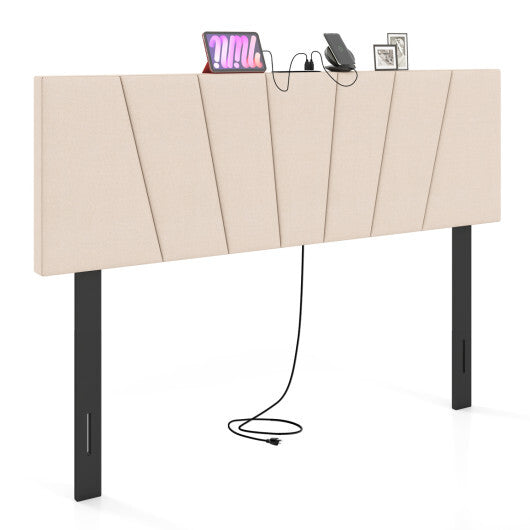 Headboard for Queen and Full Size Bed Geometric Upholstered Head Board-Gray W2B