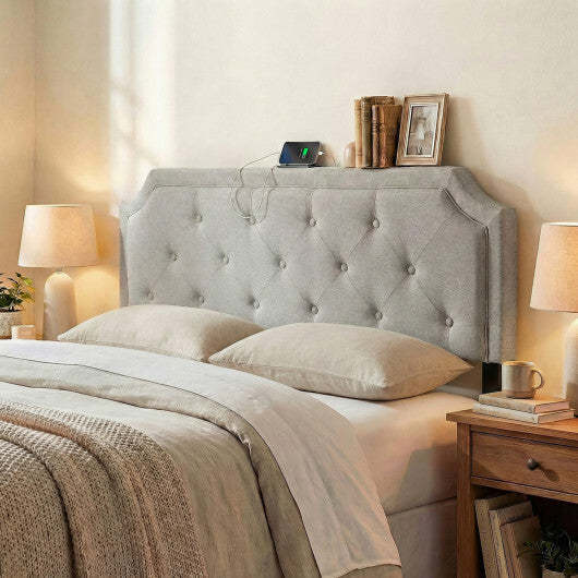 Headboard for Queen and Full Size Bed Tufted Upholstered Head Board-Gray W2B