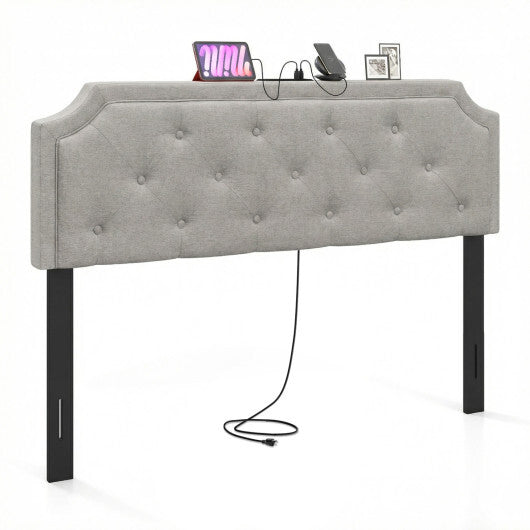 Headboard for Queen and Full Size Bed Tufted Upholstered Head Board-Gray W2B
