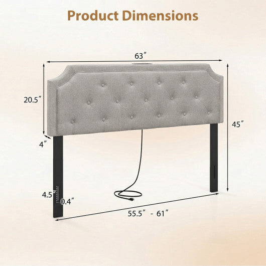 Headboard for Queen and Full Size Bed Tufted Upholstered Head Board-Gray W2B