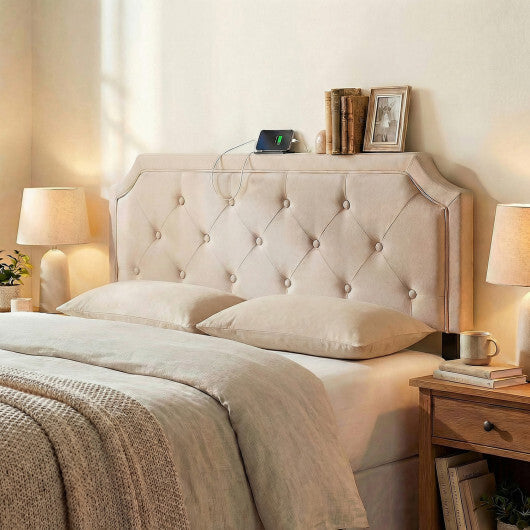 Headboard for Queen and Full Size Bed Tufted Upholstered Head Board-Gray W2B
