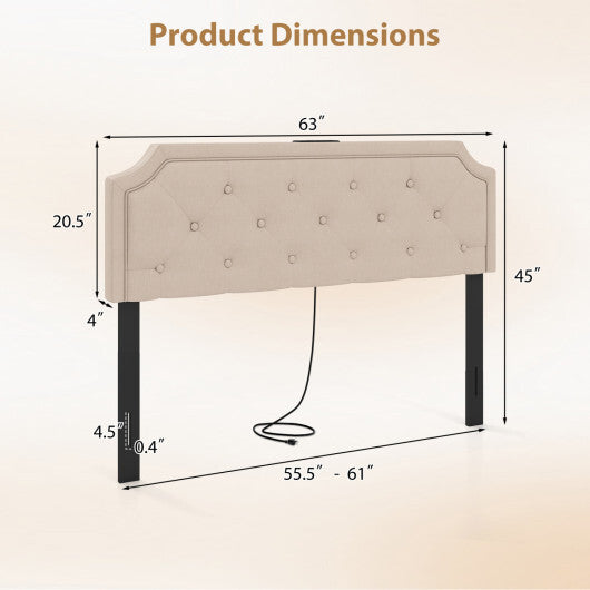 Headboard for Queen and Full Size Bed Tufted Upholstered Head Board-Gray W2B