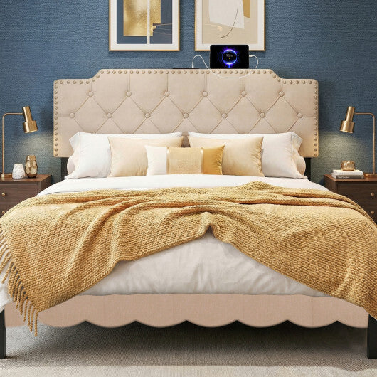 Headboard for Queen and Full Size Bed Rivet Tufted Upholstered Head Board-Gray W2B