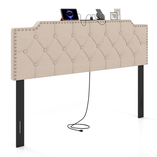 Headboard for Queen and Full Size Bed Rivet Tufted Upholstered Head Board-Gray W2B