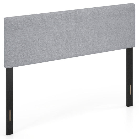 Upholstered Headboard Queen/Full Size Vertical Quilted Linen Fabric Bed Frame Mount Panel-Gray W2B
