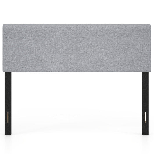 Upholstered Headboard Queen/Full Size Vertical Quilted Linen Fabric Bed Frame Mount Panel-Gray W2B