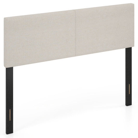 Upholstered Headboard Queen/Full Size Vertical Quilted Linen Fabric Bed Frame Mount Panel-Gray W2B