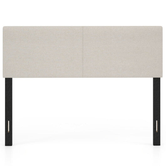 Upholstered Headboard Queen/Full Size Vertical Quilted Linen Fabric Bed Frame Mount Panel-Gray W2B