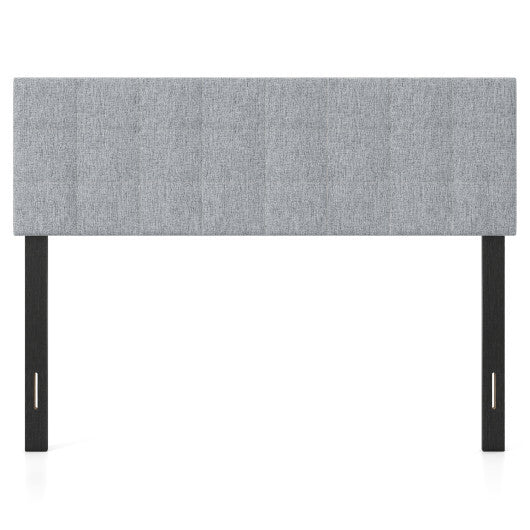 Upholstered Headboard Queen/Full Size Quilted Grid Linen Fabric Bed Frame Mount Panel-Gray W2B