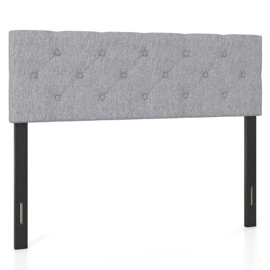 Upholstered Headboard Queen/Full Size Tufted Linen Fabric Bed Frame Mount Panel-Gray W2B