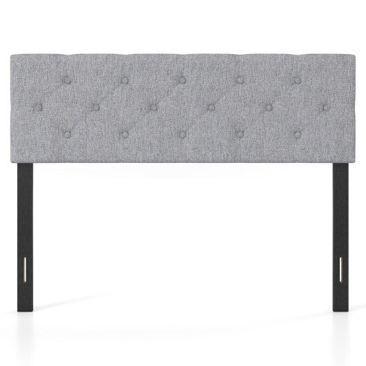 Upholstered Headboard Queen/Full Size Tufted Linen Fabric Bed Frame Mount Panel-Gray W2B