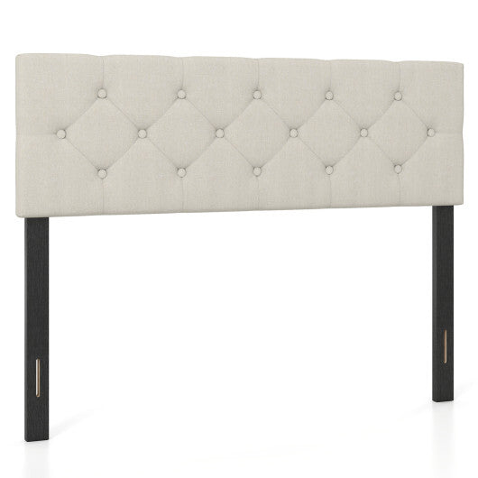Upholstered Headboard Queen/Full Size Tufted Linen Fabric Bed Frame Mount Panel-Gray W2B
