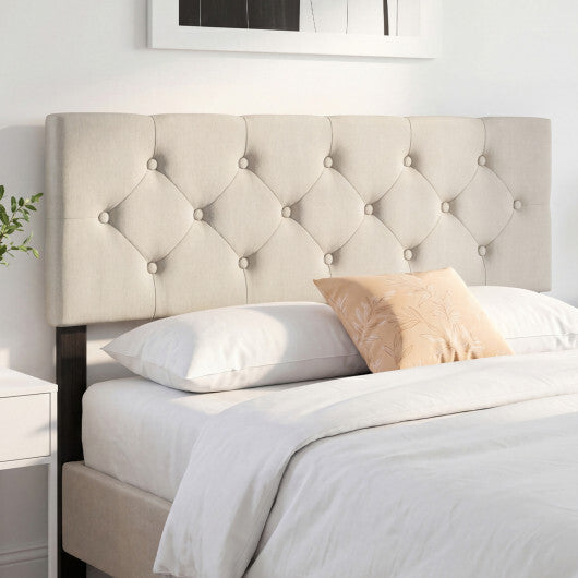 Upholstered Headboard Queen/Full Size Tufted Linen Fabric Bed Frame Mount Panel-Gray W2B