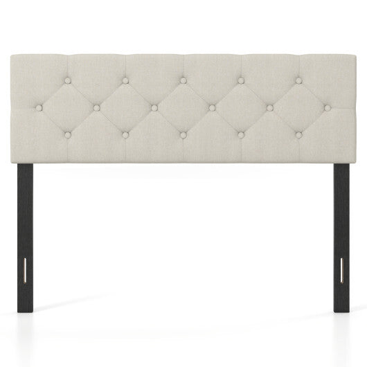 Upholstered Headboard Queen/Full Size Tufted Linen Fabric Bed Frame Mount Panel-Gray W2B