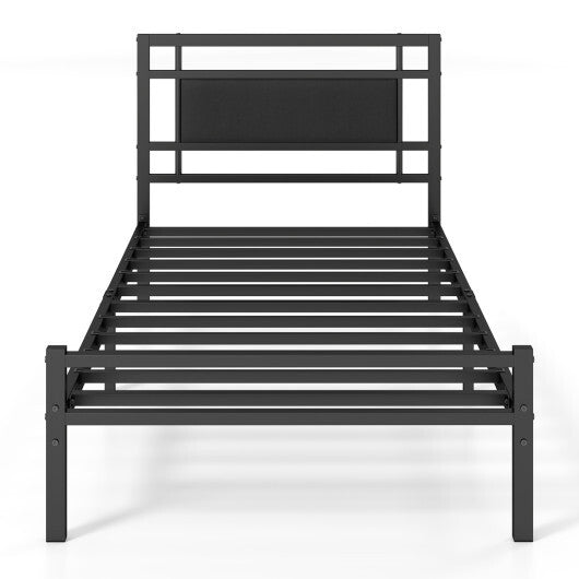 Metal Bed Frame with Upholstered Headboard-Twin Size W2B