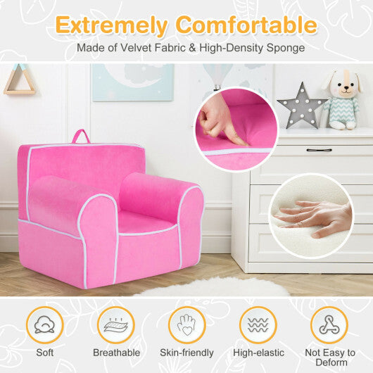 Upholstered Kids Sofa with Velvet Fabric and High-Quality Sponge-Gray