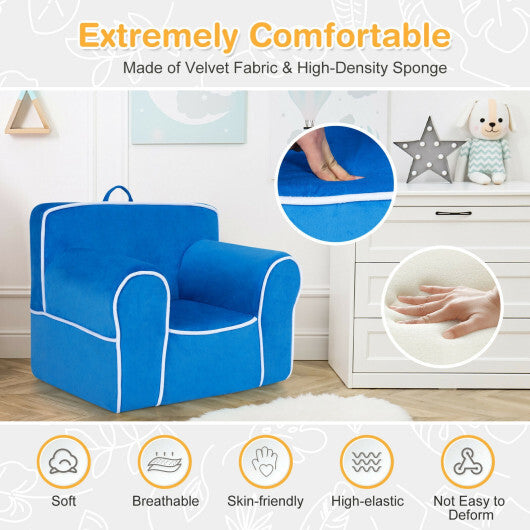 Upholstered Kids Sofa with Velvet Fabric and High-Quality Sponge-Gray