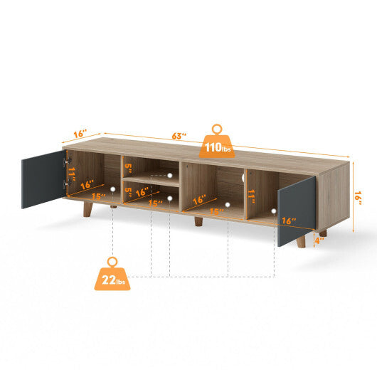 TV Stand Cabinet for TVs up to 65 Inch with Open Shelf for Living Room