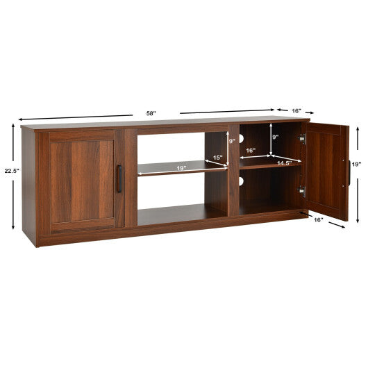 58 Inch TV Stand with 1500W Faux Fireplace for TVs up to 65 Inch-Natural W2B