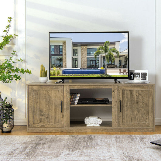 58 Inch TV Stand with 1500W Faux Fireplace for TVs up to 65 Inch-Natural W2B