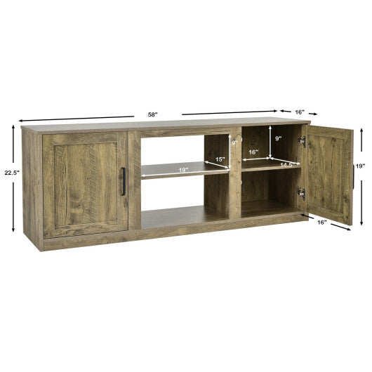 58 Inch TV Stand with 1500W Faux Fireplace for TVs up to 65 Inch-Natural W2B