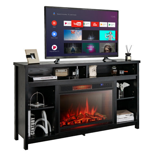 58 Inch TV Stand Entertainment Console Center with Adjustable Open Shelves-Black W2B