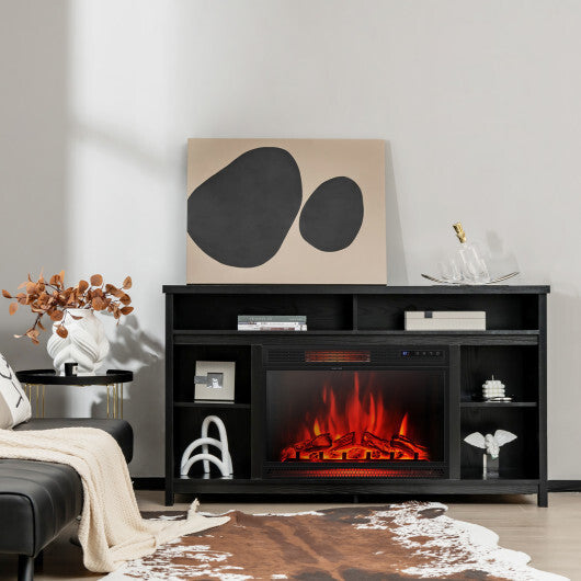 58 Inch TV Stand Entertainment Console Center with Adjustable Open Shelves-Black W2B