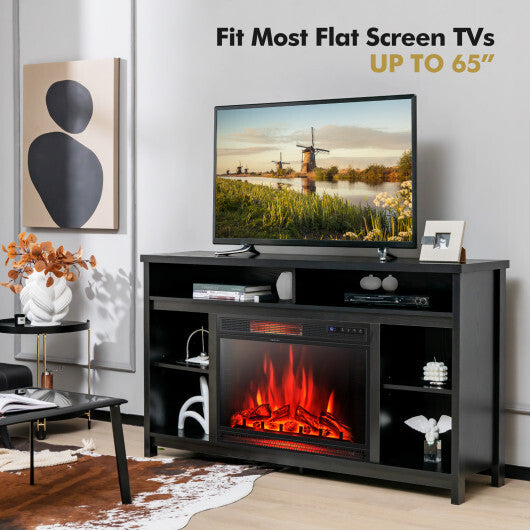 58 Inch TV Stand Entertainment Console Center with Adjustable Open Shelves-Black W2B