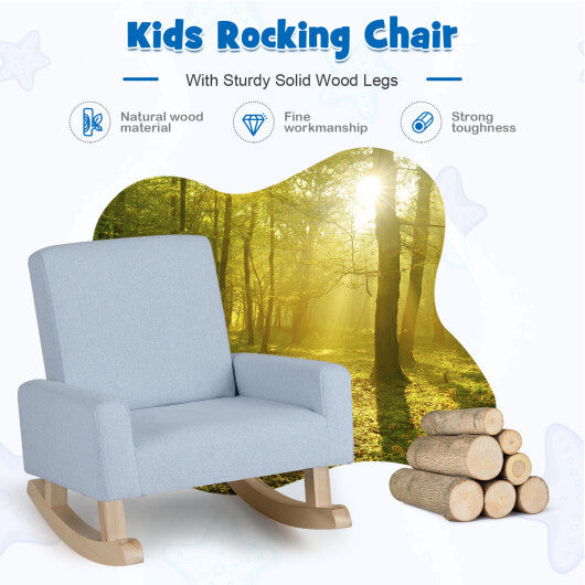 Kids Rocking Chair with Solid Wood Legs-Pink W2B